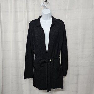 Vintage Alfani Black Belted Knit Cardigan Sweater Casual Capsule Goth M